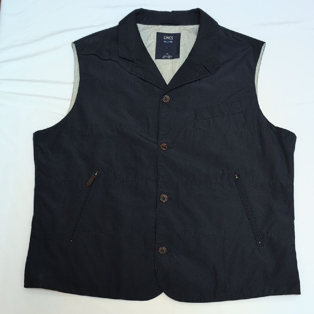 INC International Concepts Men's Black Button-Front Vest Jacket